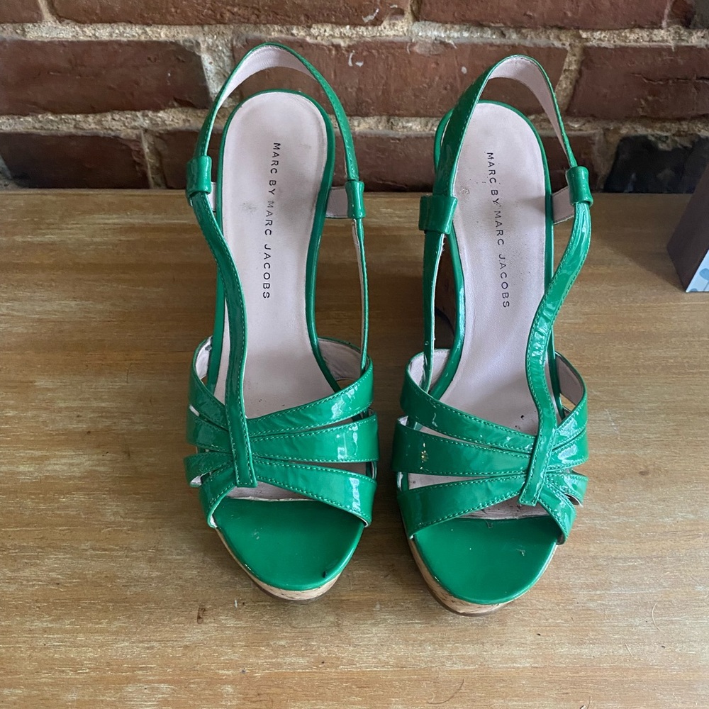 Marc by Marc Jacobs green wedge sandals. Size 38.5